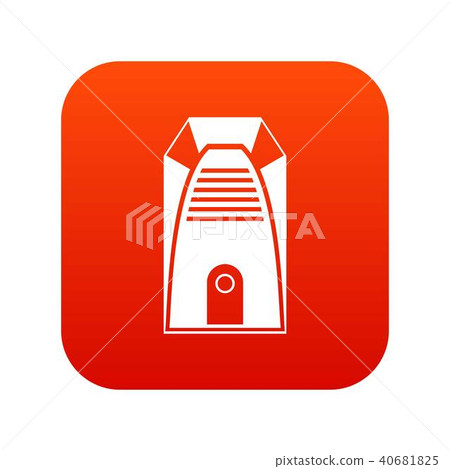 Modern electric home heater icon digital red 40681825