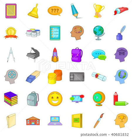 Online knowledge icons set, cartoon style 40681832