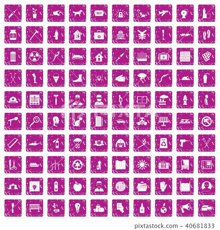 100 help icons set grunge pink 40681833