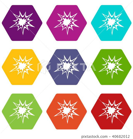 Heavy explosion icon set color hexahedron - Stock Illustration ...
