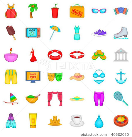 New trip icons set, cartoon style New trip icons set, cartoon style 40682020