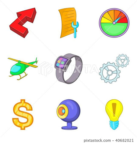 Time management icons set, cartoon style 40682021