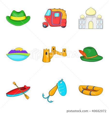 Trip dream icons set, cartoon style Trip dream icons set, cartoon style 40682072