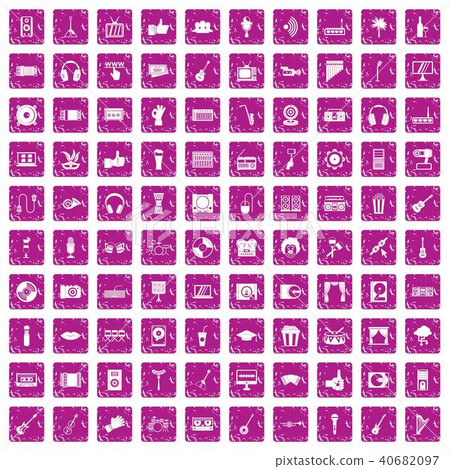 100 karaoke icons set grunge pink 100 karaoke icons set grunge pink 40682097