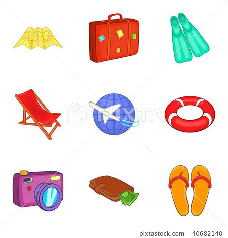 Wandering icons set, cartoon style 40682140