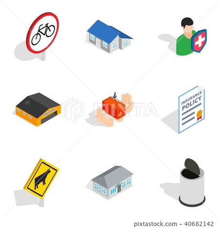 Civic icons set, isometric style 40682142