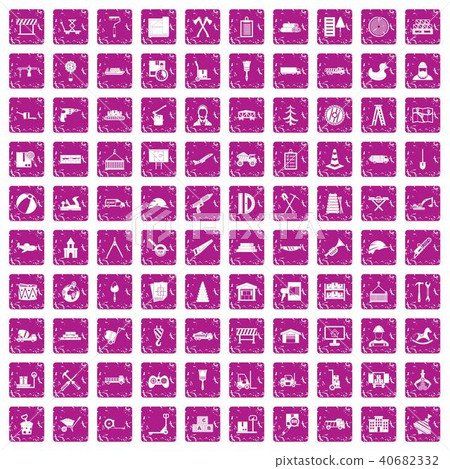 100 lorry icons set grunge pink 100 lorry icons set grunge pink 40682332