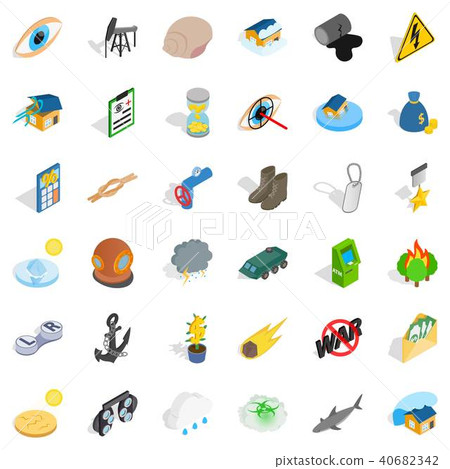 Excruciating icons set, isometric style Excruciating icons set, isometric style 40682342