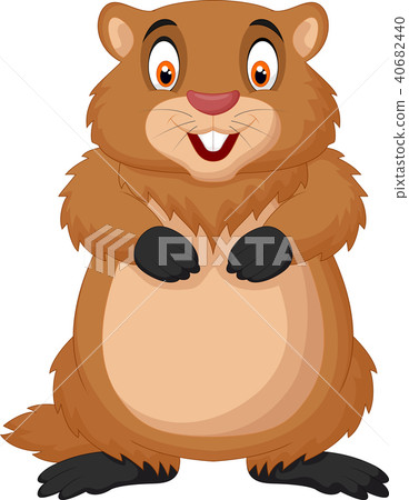 Cartoon happy groundhog 40682440