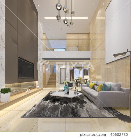 luxury modern double living floor with dining  40682780