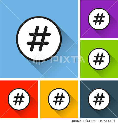 hashtag icons with long shadow 40683811