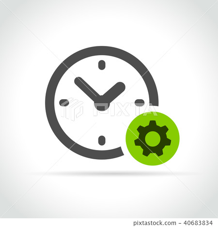 clock and gear icon on white background - Stock Illustration [40683834 ...