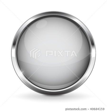 Download White Button With Chrome Frame Round Glass Stock Illustration 40684159 Pixta