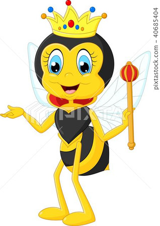插图素材: cartoon queen bee presenting