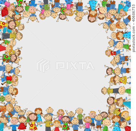 Crowd of children with a box shaped empty space Crowd of children with a box shaped empty space 40686753