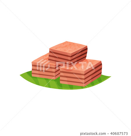 Three Pieces Of Indonesian Layer Cake Kek Lapis Stock Illustration 40687573 Pixta