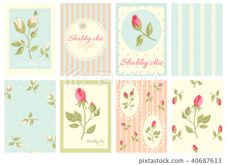 Collection of retro cards in shabby chic style Collection of retro cards in shabby chic style 40687613