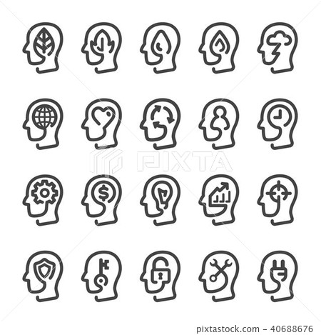 thinking head line icon thinking head line icon 40688676