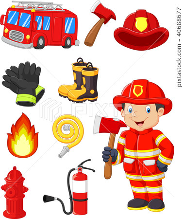 Cartoon collection of fire equipment 40688677