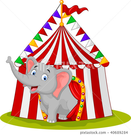 Happy elephant in the circus tent Happy elephant in the circus tent 40689284