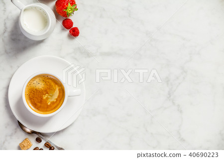 Coffee on white marble background Coffee on white marble background 40690223