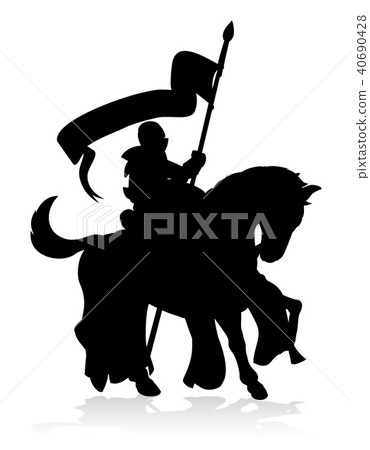 Silhouette Medieval Knight on Horse  40690428