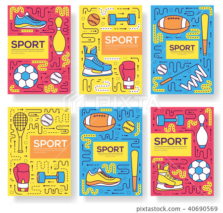 Premium quality sport vector brochure cards thin line set. health Lifestyle linear template of Premium quality sport vector brochure cards thin line set. health Lifestyle linear template of 40690569