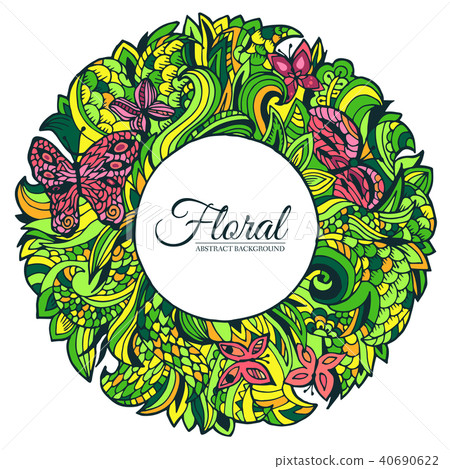 Nature green doodle abstract art round circle concept background. Vector illustration design of Nature green doodle abstract art round circle concept background. Vector illustration design of 40690622