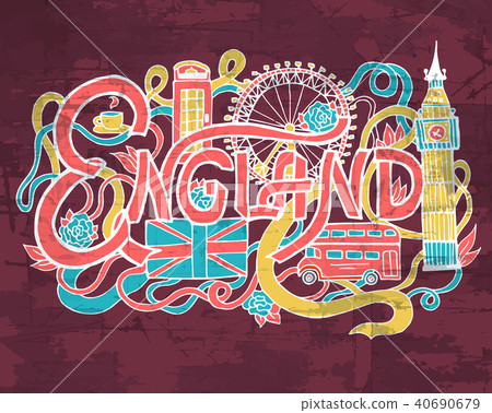 England art abstract hand lettering and doodles elements background. Vector illustration for England art abstract hand lettering and doodles elements background. Vector illustration for 40690679