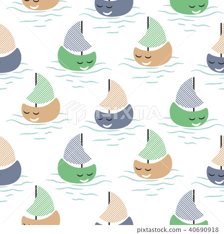 Boat cute baby seamless vector pattern. Boat cute baby seamless vector pattern. 40690918