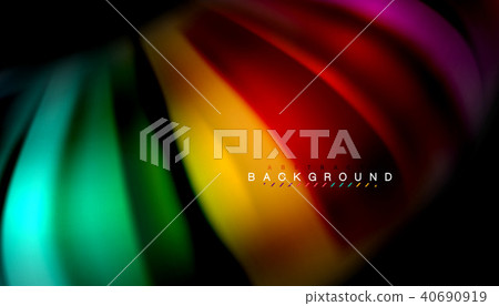 Abstract wave lines fluid rainbow style color stripes on black background Abstract wave lines fluid rainbow style color stripes on black background 40690919