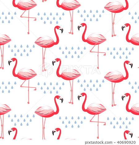 Seamless vector pattern with flamingo pink bird. Seamless vector pattern with flamingo pink bird. 40690920