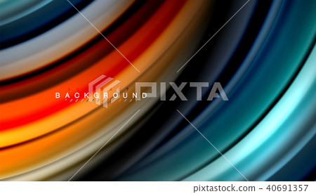 Abstract wave lines fluid rainbow style color stripes on black background 40691357