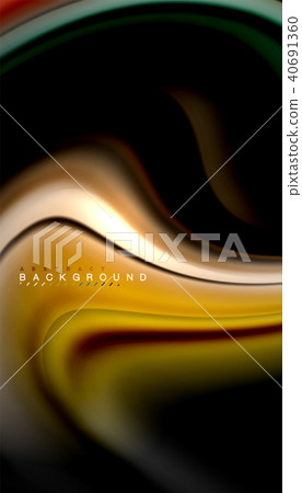 Abstract wave lines fluid rainbow style color stripes on black background 40691360