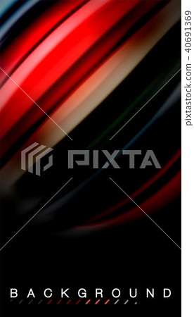 Abstract wave lines fluid rainbow style color stripes on black background 40691369