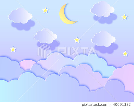 clouds,stars and moon 40691382