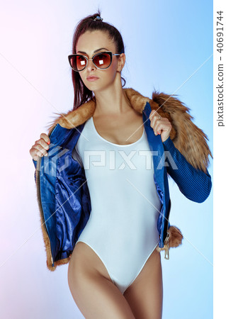 model in bodysuit and jacket model in bodysuit and jacket 40691744
