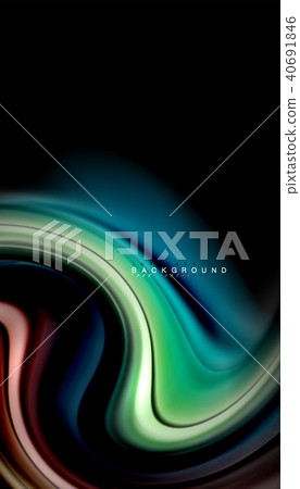 Abstract wave lines fluid rainbow style color stripes on black background Abstract wave lines fluid rainbow style color stripes on black background 40691846