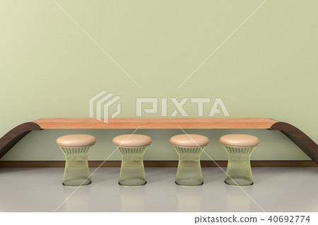 Bar stool and table in waiting room. 3D Rendering Bar stool and table in waiting room. 3D Rendering 40692774