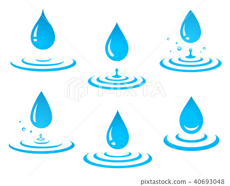 set of blue water drop and splash set of blue water drop and splash 40693048