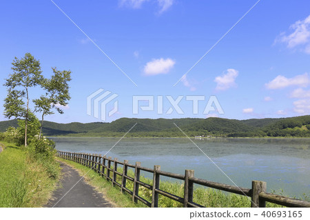 沿著Takoko湖的北海道,釧路濕地木板路 沿著Takoko湖的北海道,釧路濕地木板路 40693165