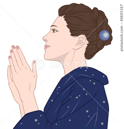 A female in a yukata that matches her hands 40693167