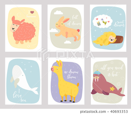 Big vector set of funny postcards with animals Big vector set of funny postcards with animals 40693353