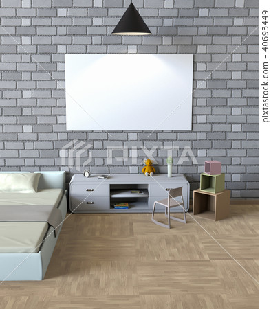 Mock up poster of bedroom. 3D Rendering 40693449