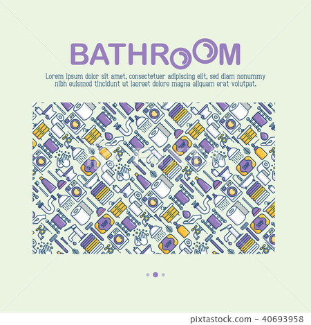 Bathroom equipment concept with thin line icons - Stock Illustration ...