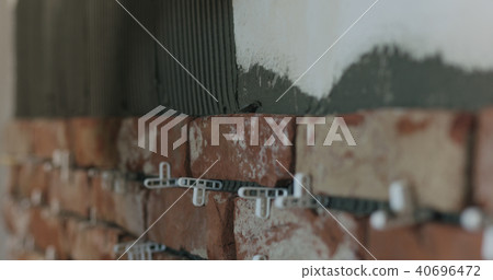 closeup brick cuts tile on the wall 40696472