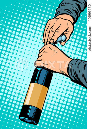 opens a bottle of wine 40696480