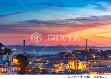 Historical centre of Lisbon at sunset, Portugal 40696772