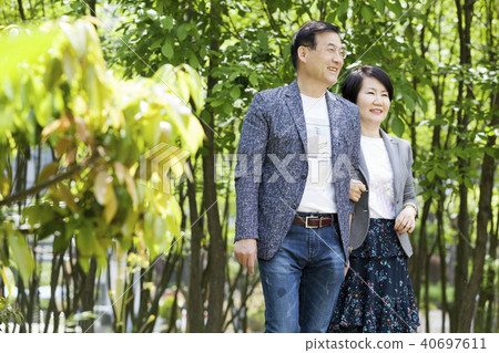家庭，夫婦，夫婦，走，郊遊，公園，海雲台區，釜山 40697611