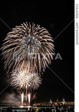 Bay bridge and fireworks Bay bridge and fireworks 40697931